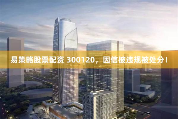 易策略股票配资 300120，因信披违规被处分！